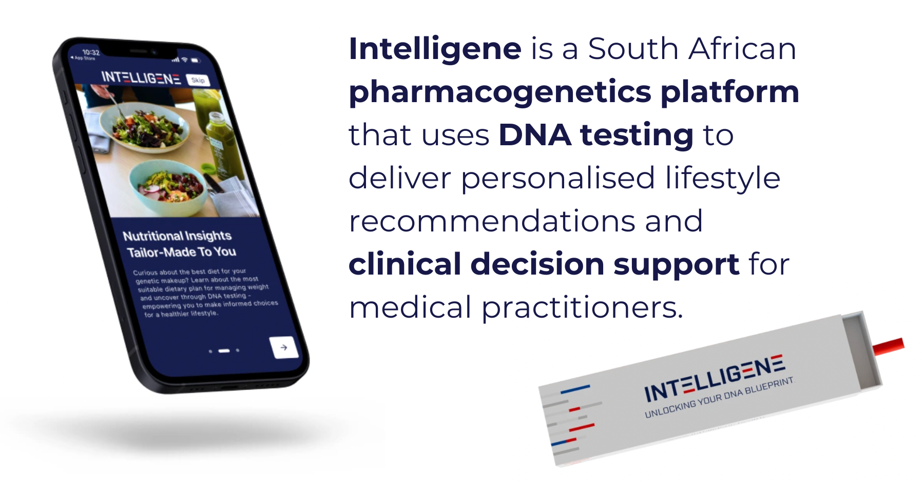 Intelligene is a South African pharmacogenetics platform that uses DNA testing to deliver personalised medication and lifestyle recommendations