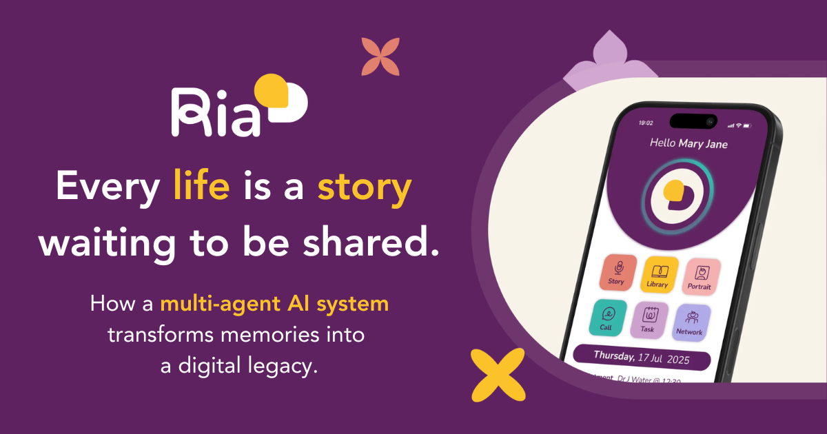 An elderly woman speaking with an AI companion app that captures her life story